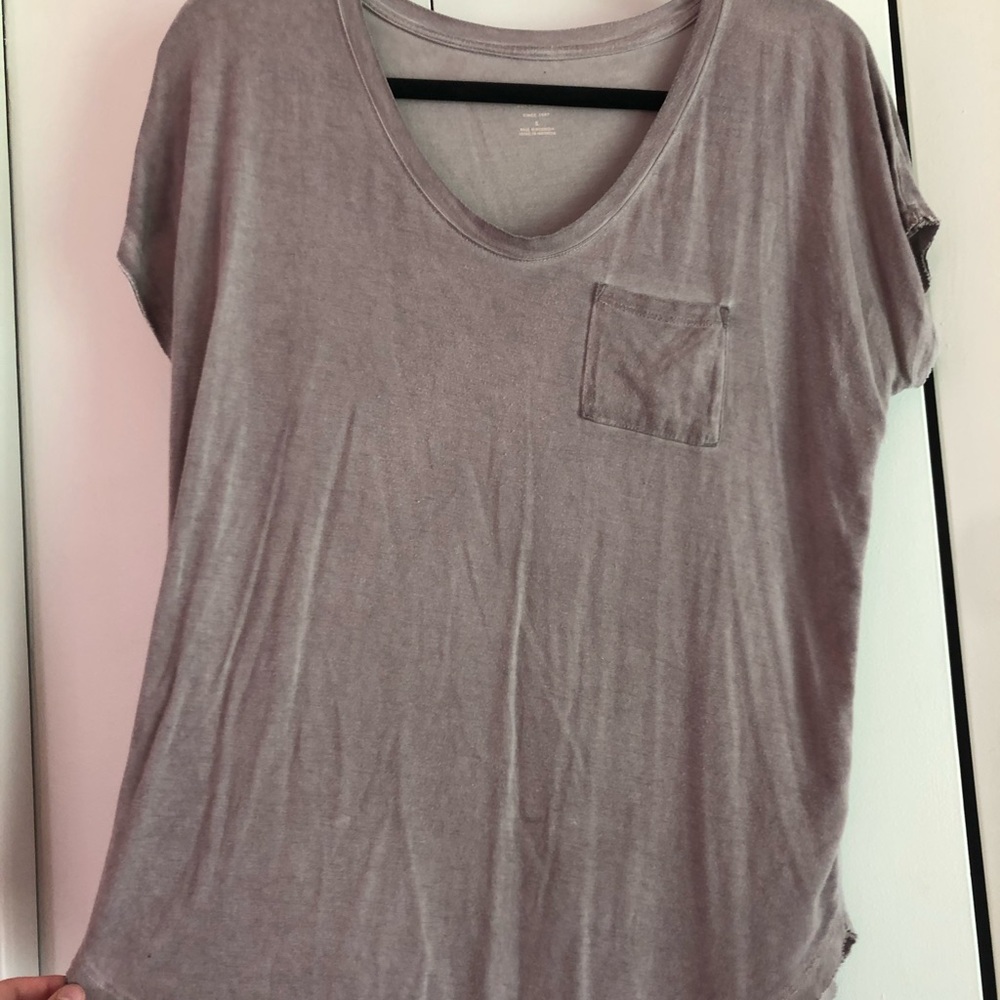 purple short sleeved top